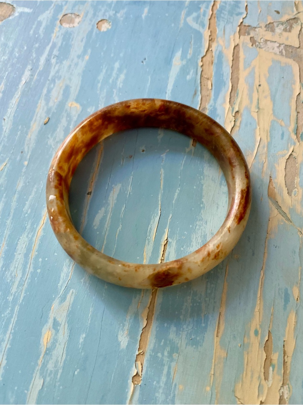 Handcrafted Brown and Cream Agate Bangle Bracelet